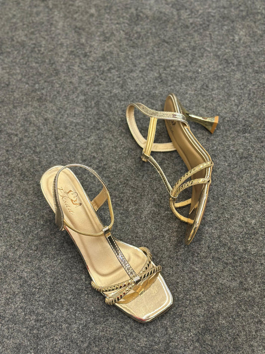 White high-heeled sandals