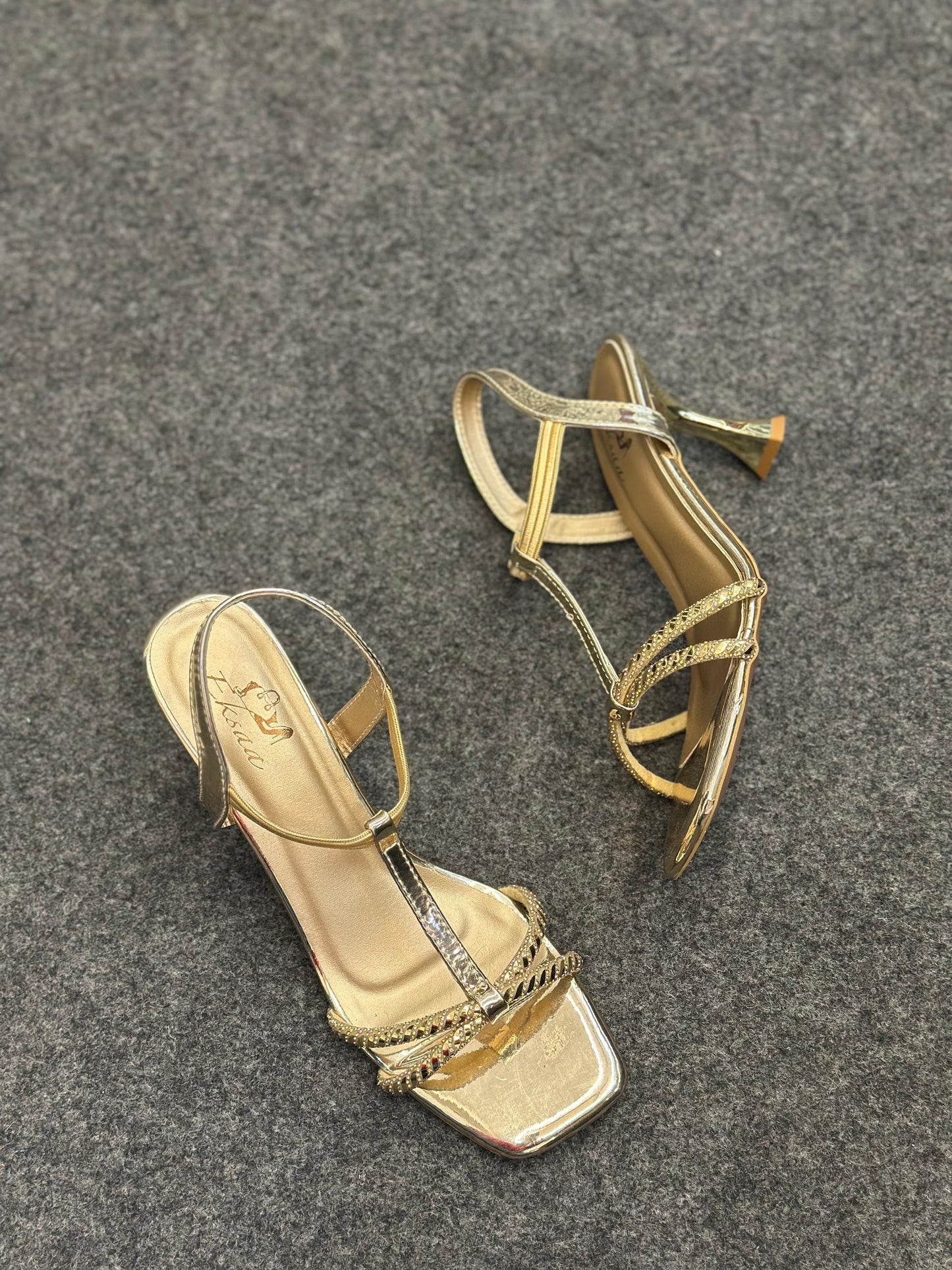 White high-heeled sandals