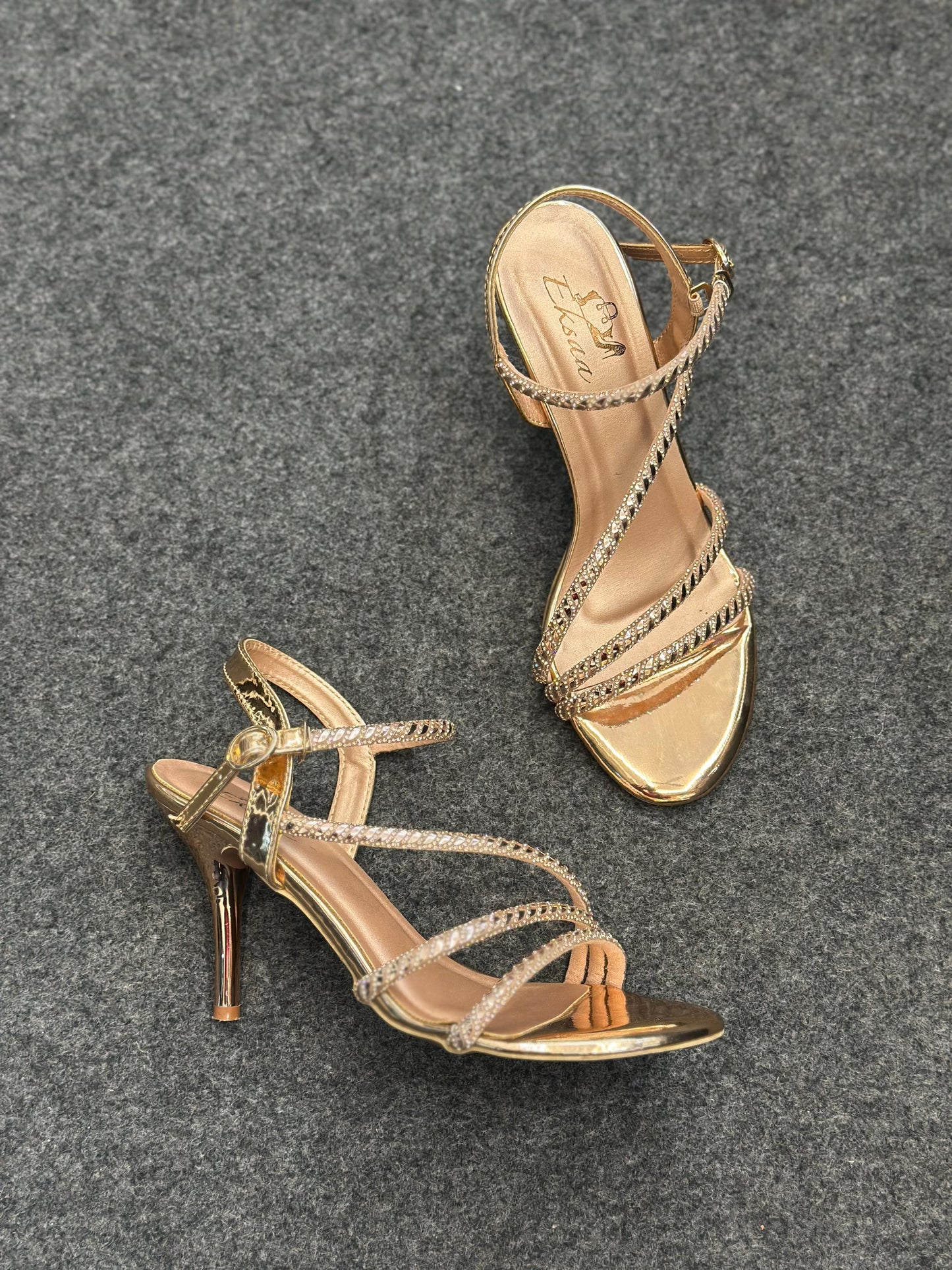 White high-heeled sandals